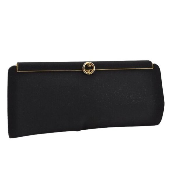 1960's Gucci mod black silk interlocking GG clutch purse - Picture 7 of 12